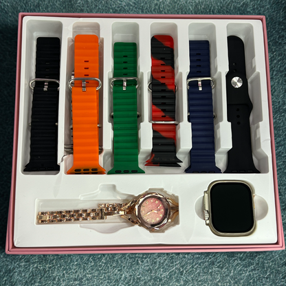 Ultra Smart Watch for Girls with 8 Straps